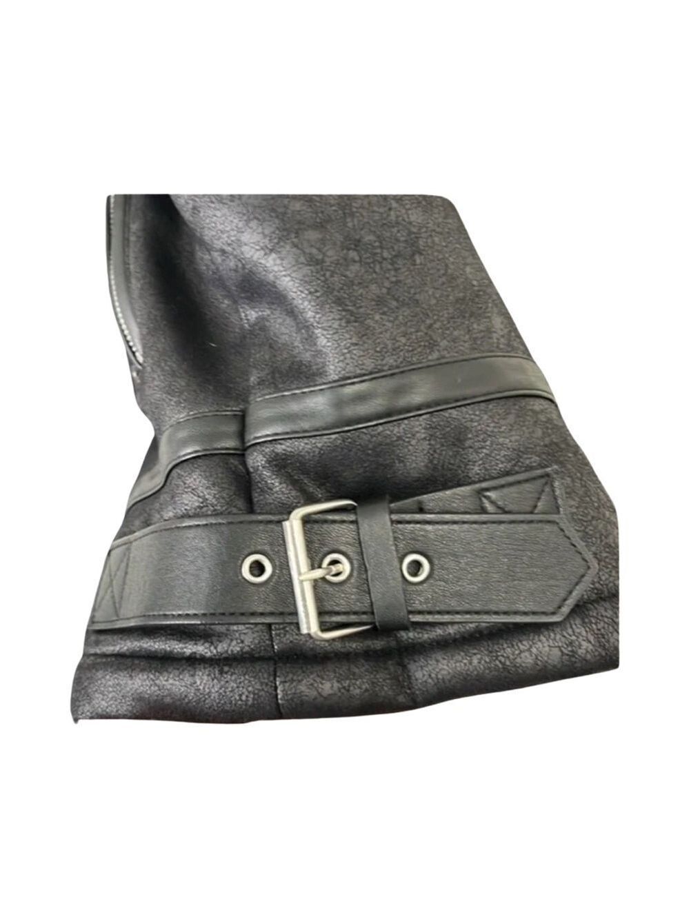 Calvin Klein Black Faux Shearling Motorcycle Jacket NWT Size M - Picture 4 of 12